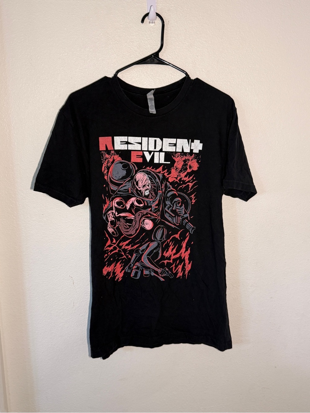 next Black T-Shirt with Red and White Resident Evil Graphic